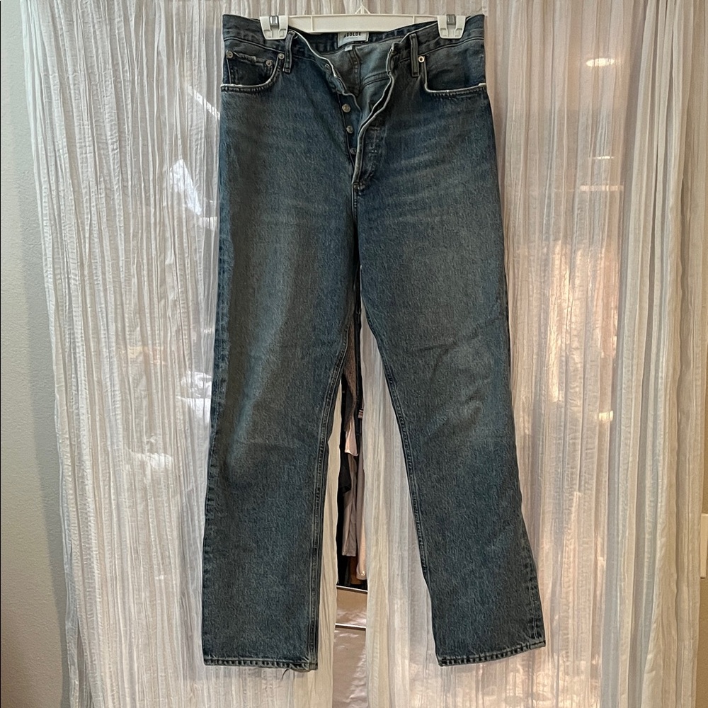 Agolde Dark Blue Straight Jeans